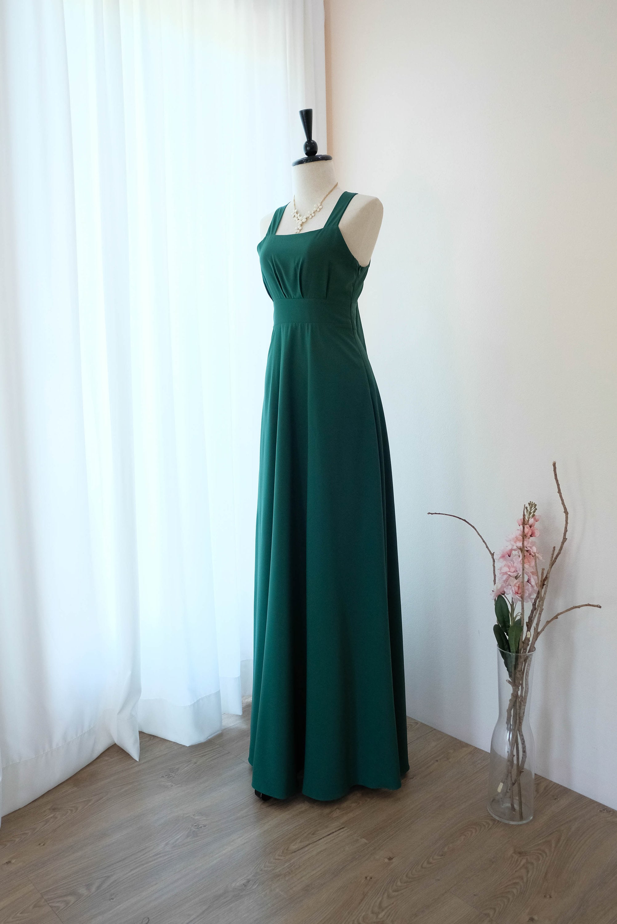 Forest Green dress Forest Green Bridesmaid dress Long Dress | Etsy