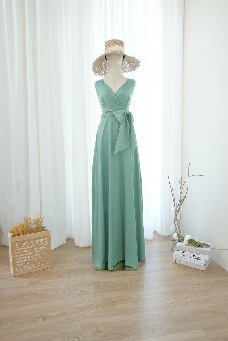 Dusty Sage Green Dress Bridesmaid Dress Long Prom Party Dress - Etsy