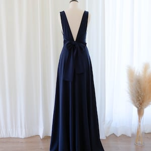 Deep Navy Backless Maxi Dress: Formal Wedding Guest Dress