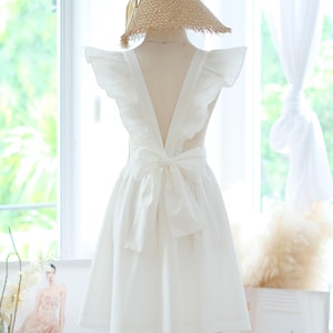 Off white cotton suspender dress , mini dress , beach cover dress , backless dress , white summer sundress