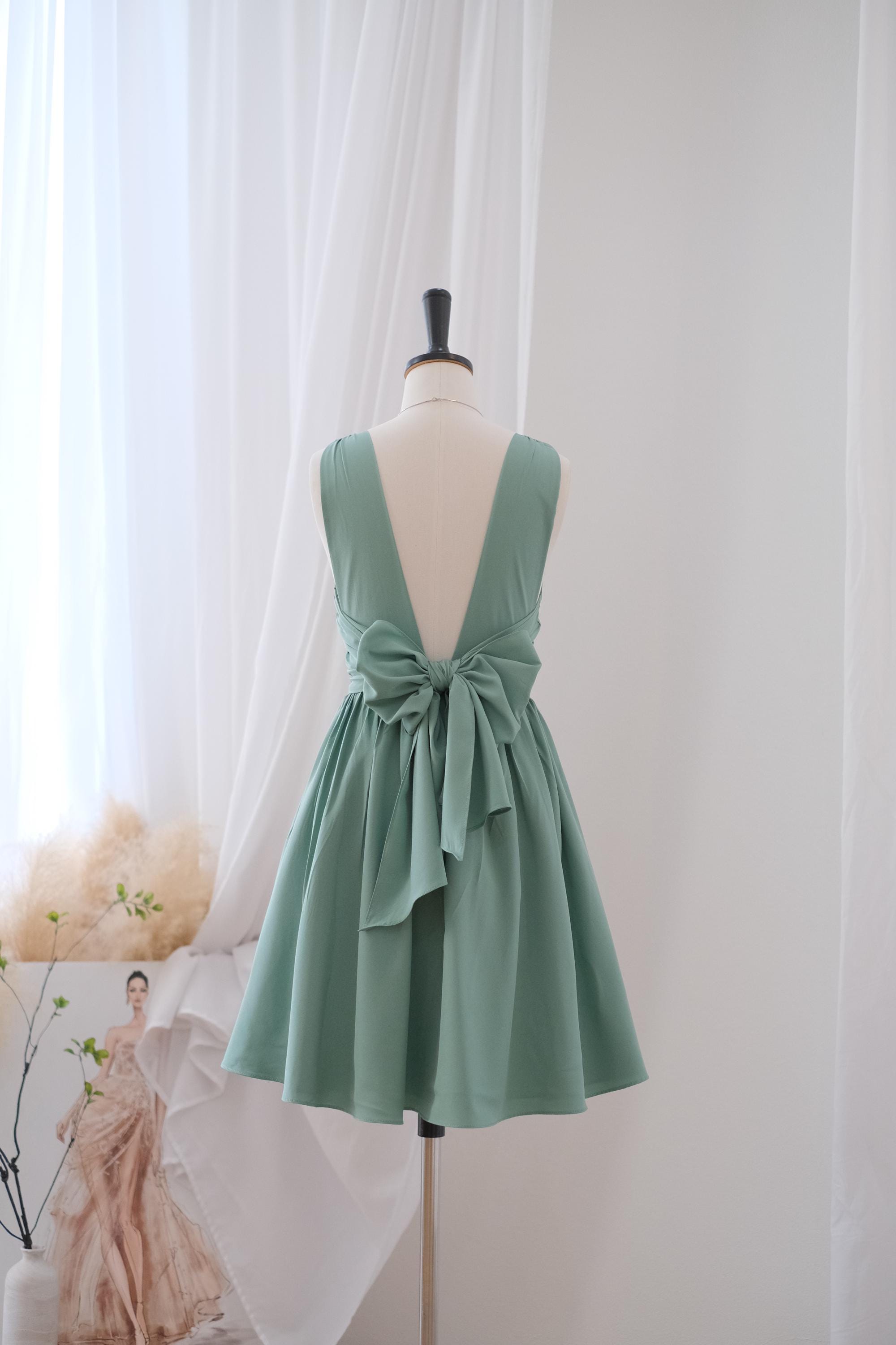 slim fit dress slacks Wedtrend Women Green Flower Bridesmaid Dress with Split Front A Line Ruffled Straps Corset Long Wedding Party Dress, Green Flower / US10 main image 0