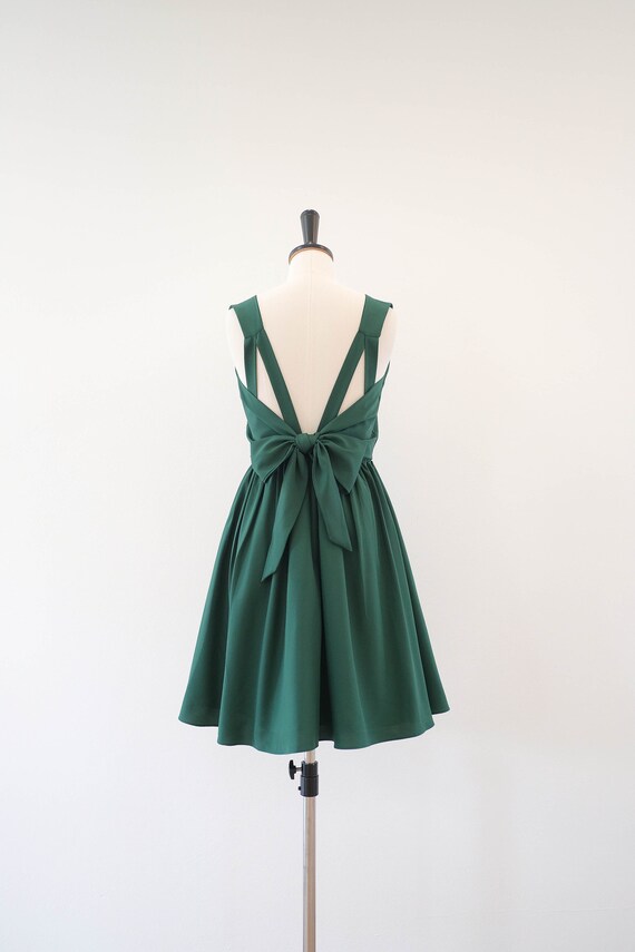 forest green short bridesmaid dresses Charming Dark Green Tulle Knee Length Short Sleeves Party Dress, Green –  Cutedressy main image 0