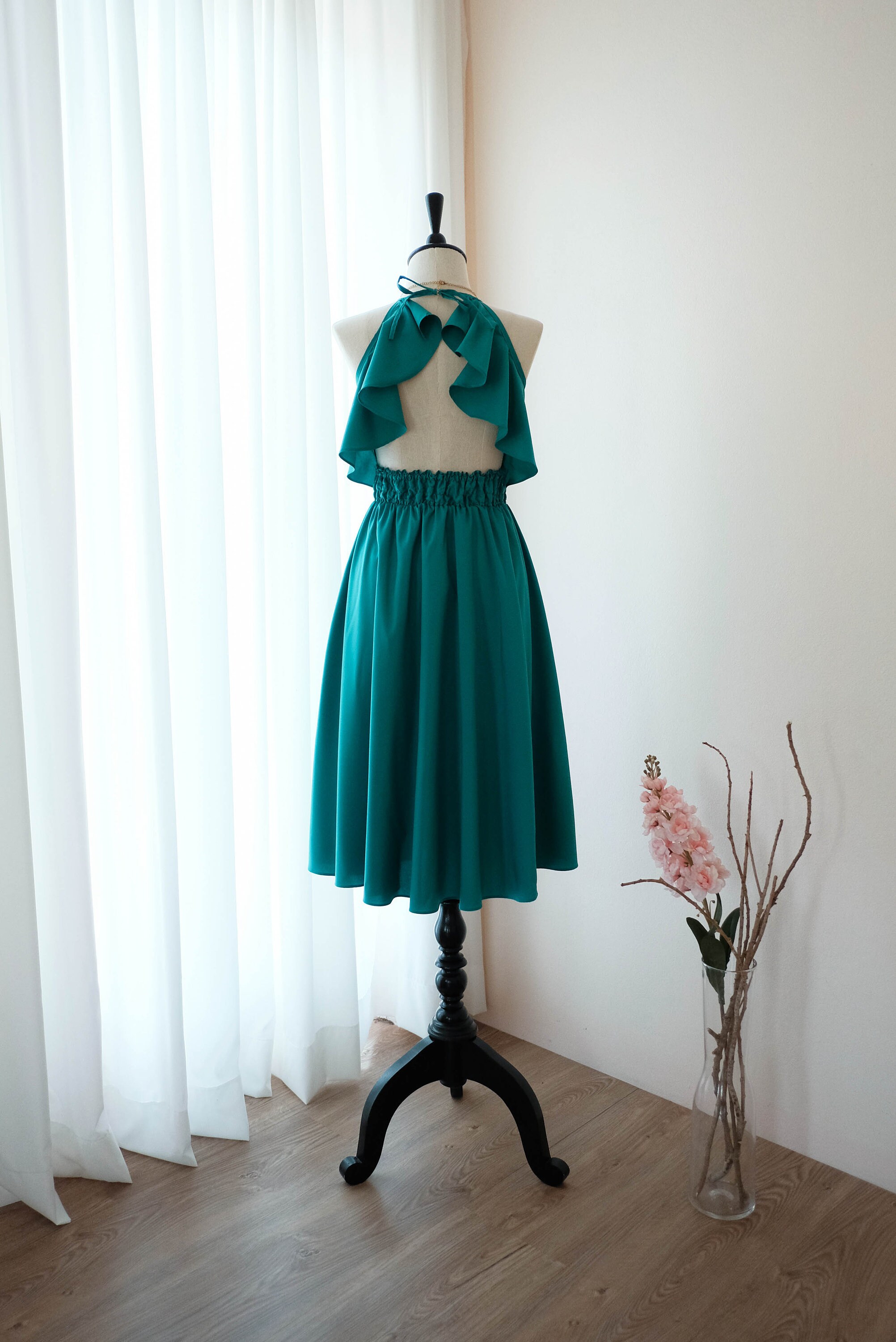 Green dress Jade Green Bridesmaid dress Green Mid Length | Etsy