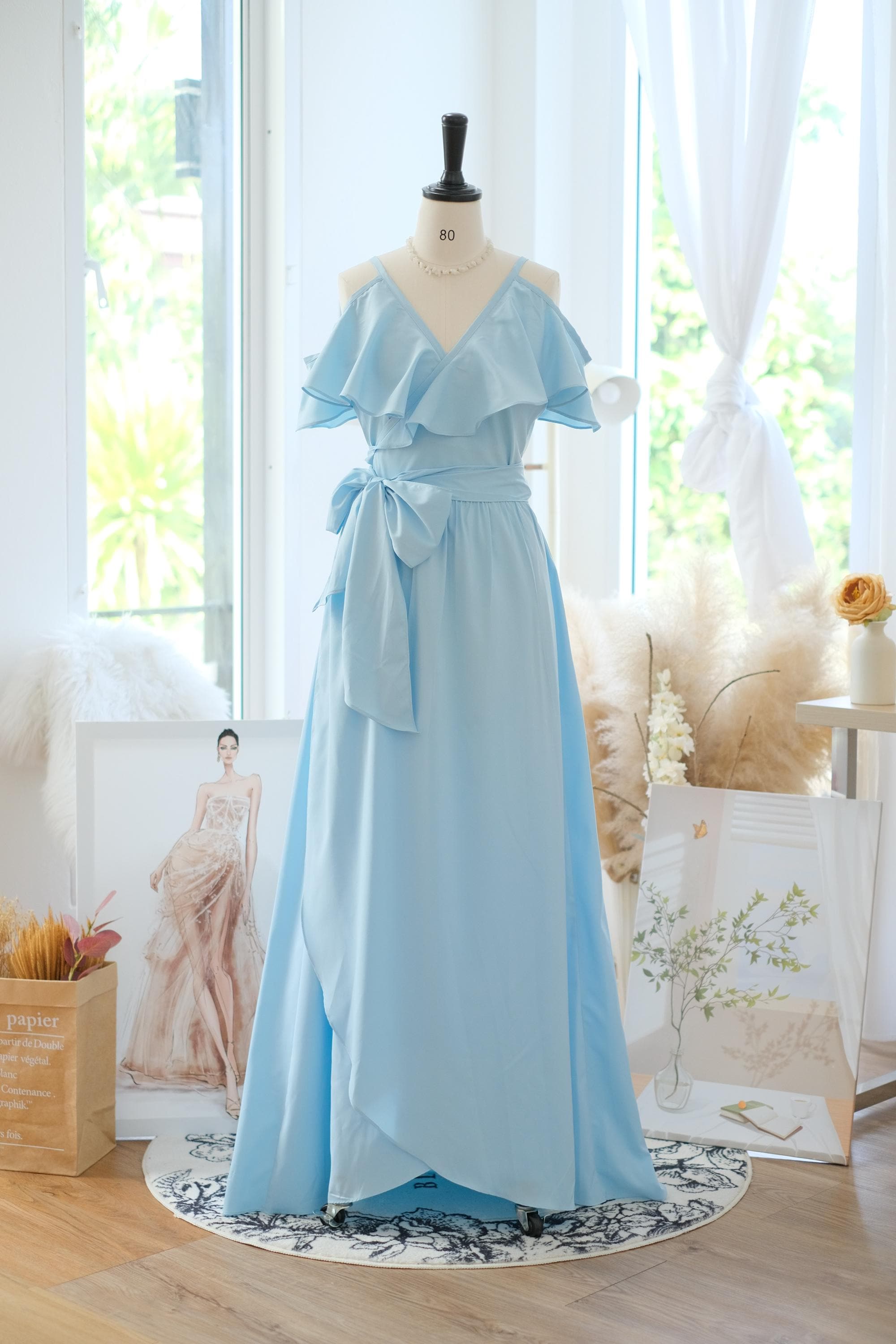 Azul Cielo Vestido Dama De Honor Azul Rey Honor Azul Cielo Damas - Main Image