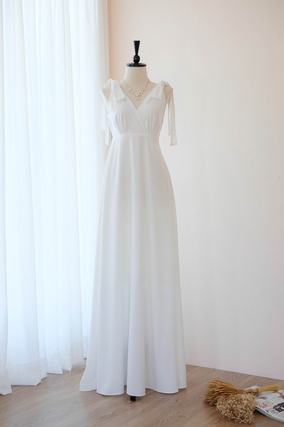 White Dress Ivory Bridesmaid Dress Maxi Party Dress Beach - Etsy