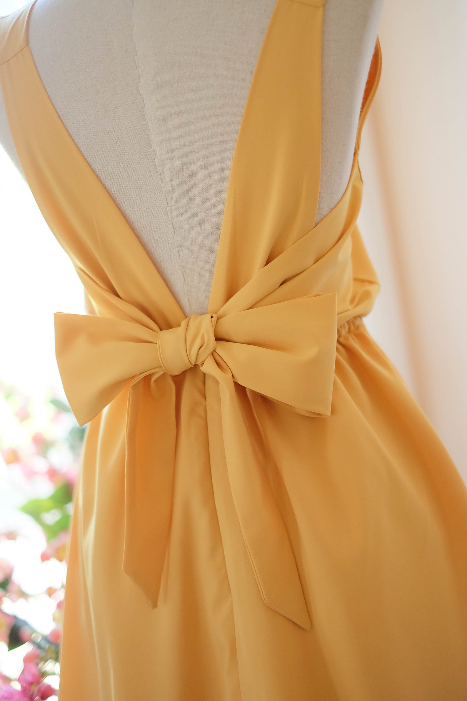Mustard Yellow Bridesmaid Dress Short Summer Dress Backless Etsy