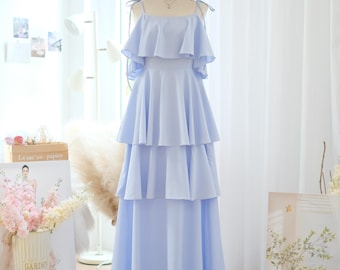 Blue Unique Dress - Bridesmaid Gown - Handcrafted Boho Blue Ceremony Attire  With Skater Style Grace - Statement Piece for Every Season - Etsy