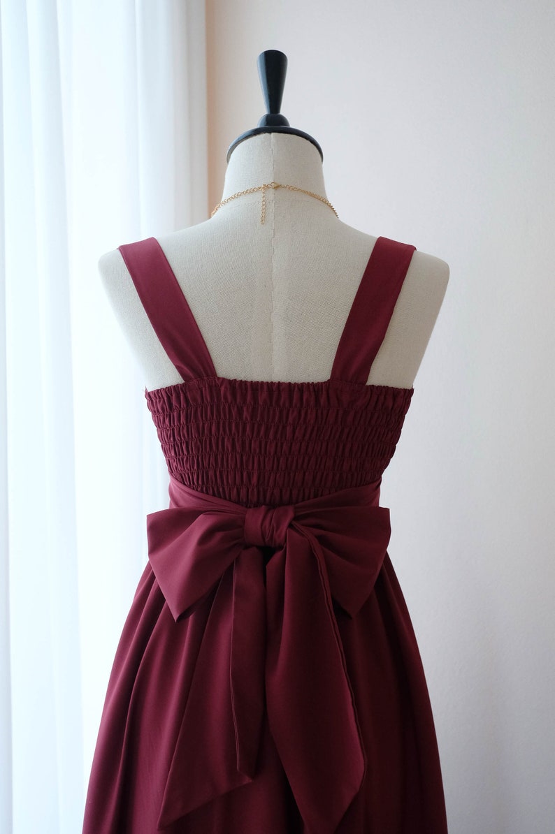 Red Burgundy dress Burgundy bridesmaid dress Long Red Prom party dress Maxi Cocktail wedding dress Bridal party engagement dress Tea dress