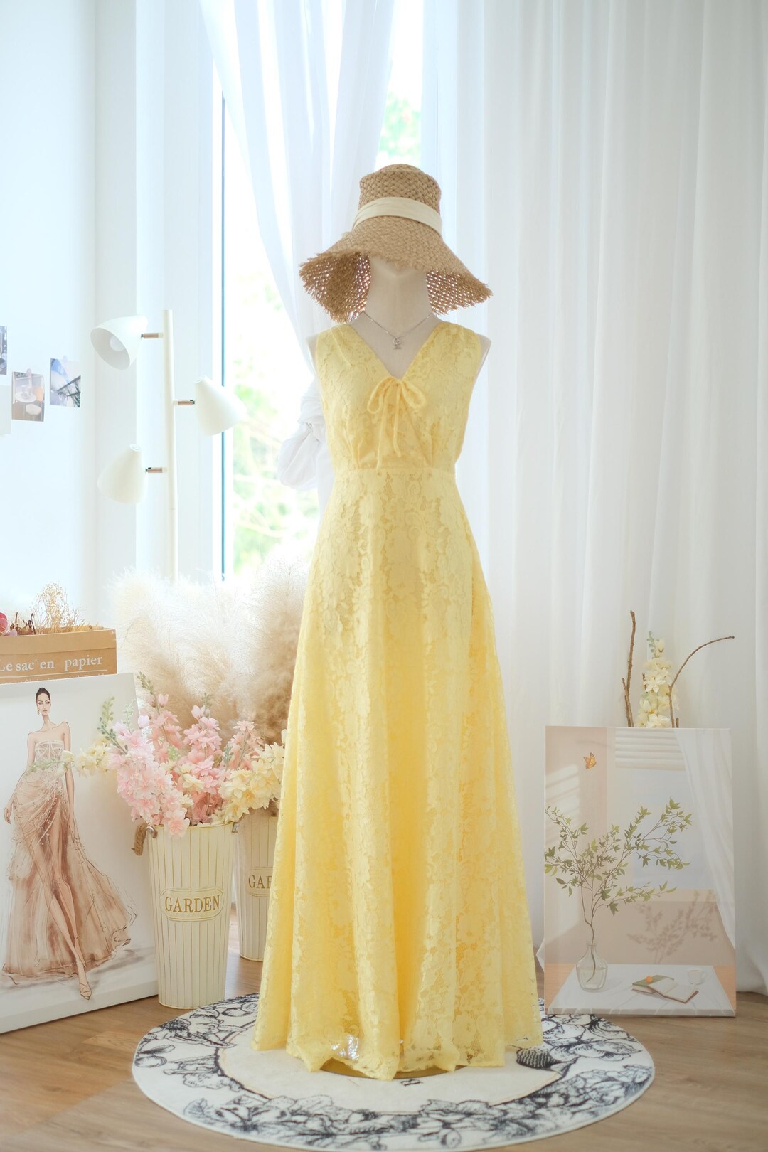 Vestidos De Dama De Honor De Encaje Amarillo