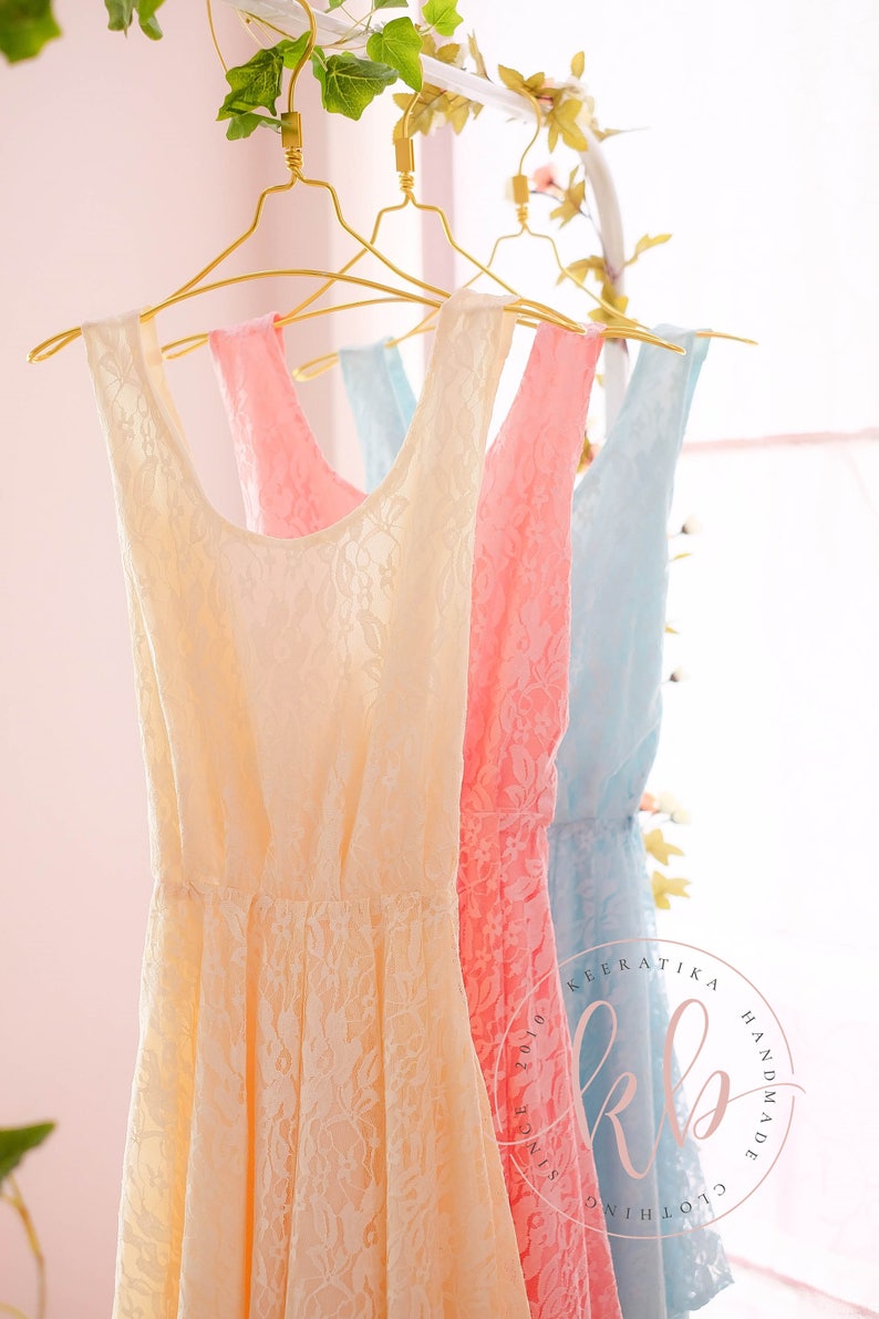 Yellow dress blue lace Bridesmaid dress Wedding Prom dress Cocktail Party dress Evening dress Backless bow dress