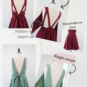 Red burgundy dress Backless bridesmaid dresses prom party cocktail short dress Bow back wedding guest dress summer red dress image 4