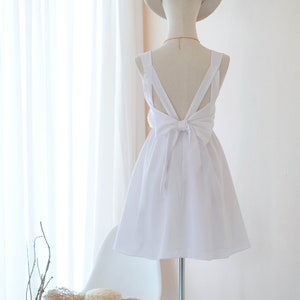 Pure white bridesmaid dresses White party dress backless prom party cocktail wedding guest dress Summer Sundress