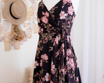 Black maxi dress Floral chiffon bridesmaid dress floor length pink floral print party prom cocktail wedding guest dress summer maxi dress