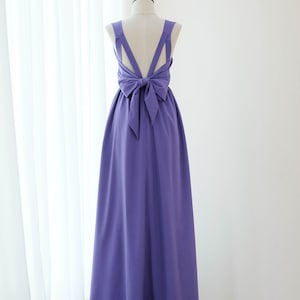 Royal Purple Maxi Dress: Bow Back, Custom Length