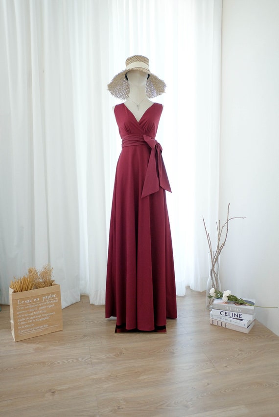 Red Dress Burgundy Bridesmaid Dress Long Prom Party Dress Maxi - Etsy