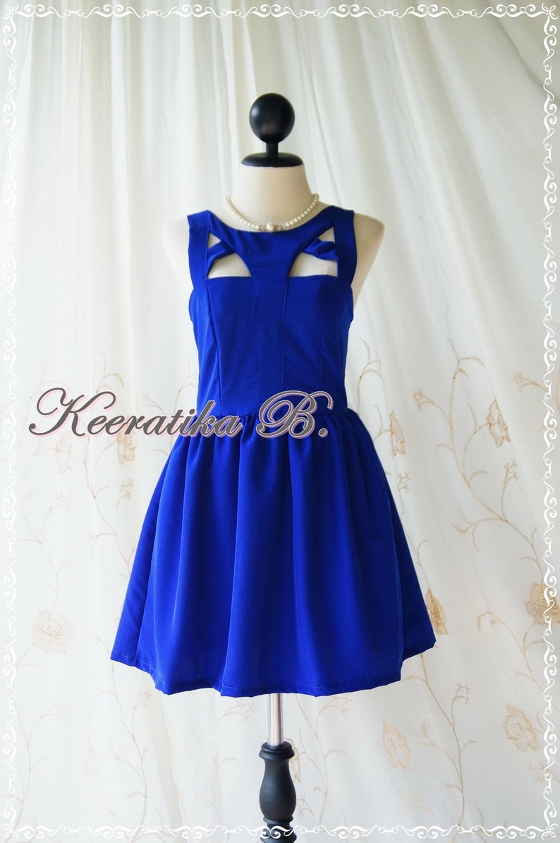 Sexy Night Life - Bright Indigo Sexy Dress Cut Out Front Top dress Prom Dress Party Dinner Birthday Night Bridemaid Dress