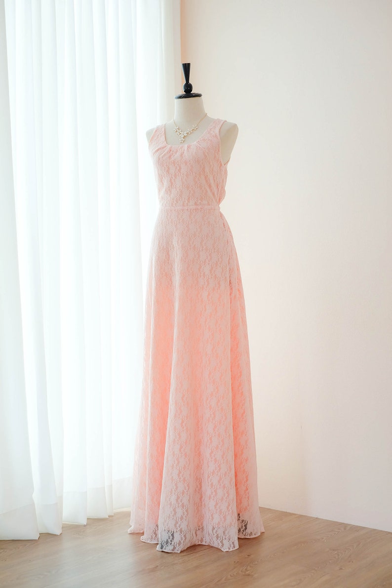 Pink dress Pink Lace Long Bridesmaid dress Wedding Dress Long Prom dress Party dress Cocktail dress Maxi dress Evening Gown