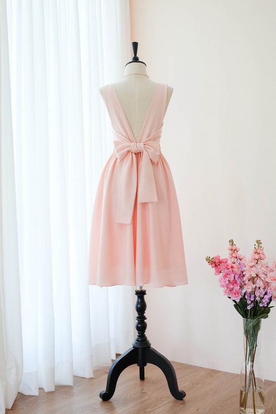 Pink blush Bridesmaid dresses Pink Dress Knee length Prom | Etsy