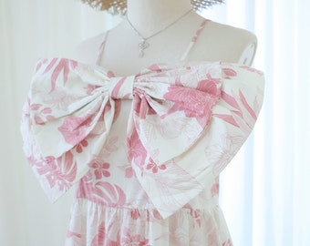 SALE White floral cotton maxi dress Spaghetti straps Bow spring Summer dress Bridesmaid dresses Party Dress