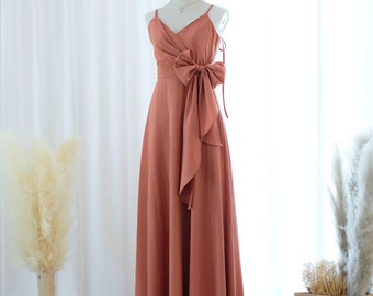 Copper Bridesmaid dress Long dress Sleeveless V neck Maxi dress Wedding guest dress Women Cocktail Prom Party dress