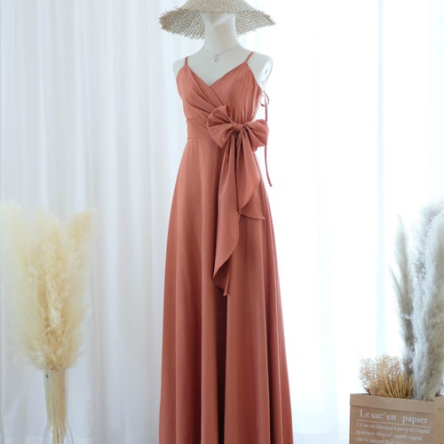 Copper Bridesmaid dress , Rustic orange wedding guest dress , Prairie dress , French girl dress , Rustic wedding