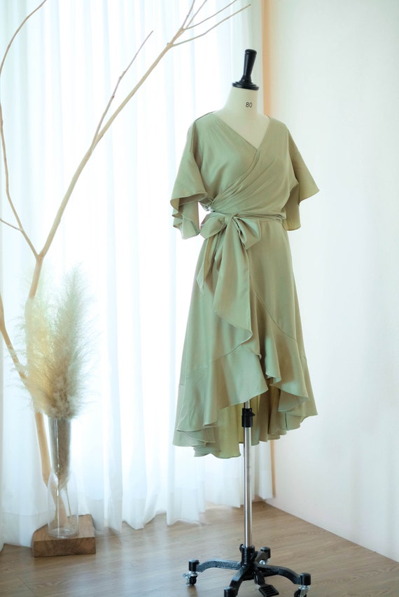 Green Satin Bridesmaid Dresses Pale ...