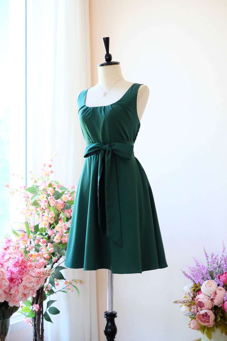 Forest Green Bridesmaid Dress Scoop Neck V Neck Party Vintage - Etsy