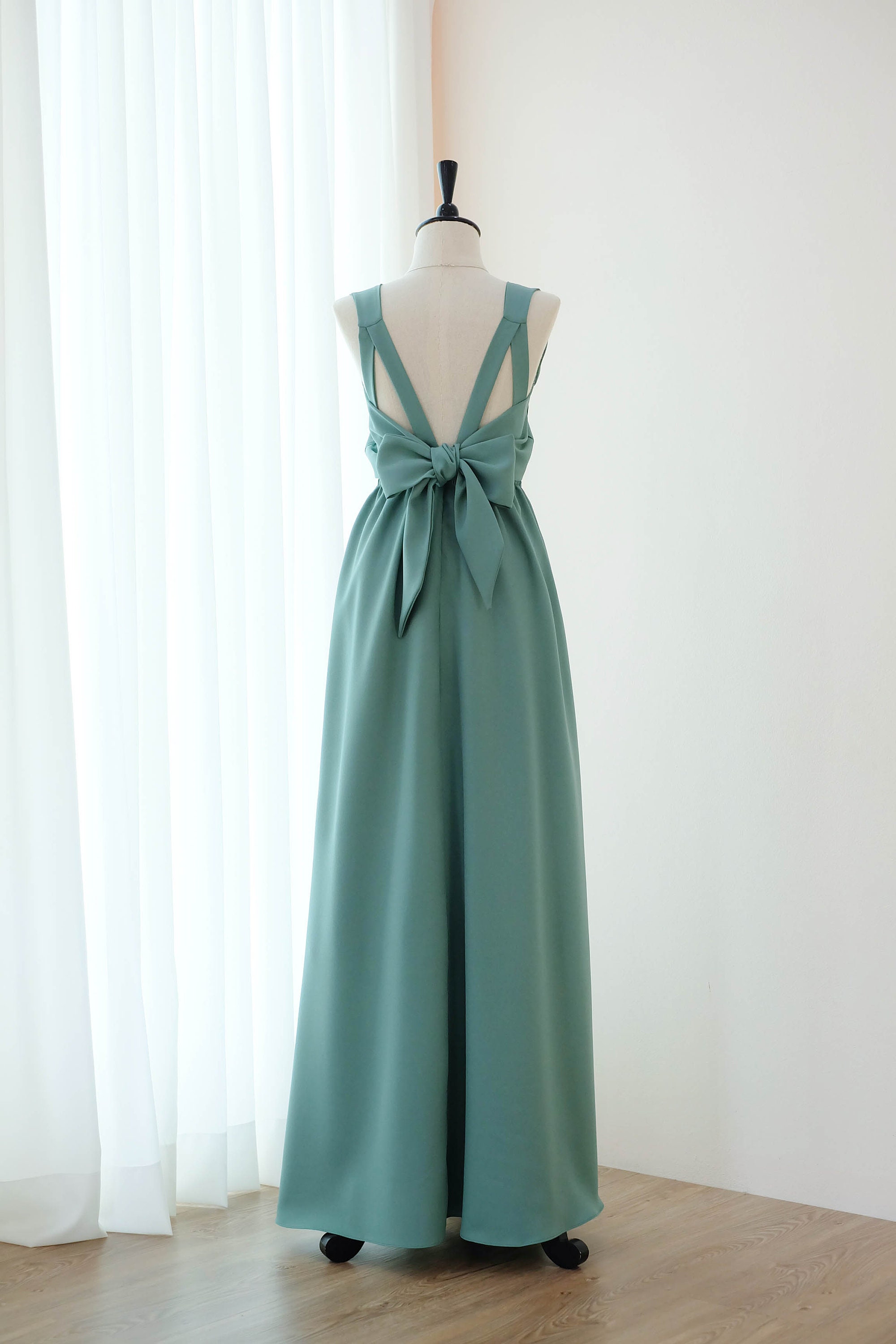 Dark sage green dress Long Bridesmaid dress Wedding Dress Long | Etsy