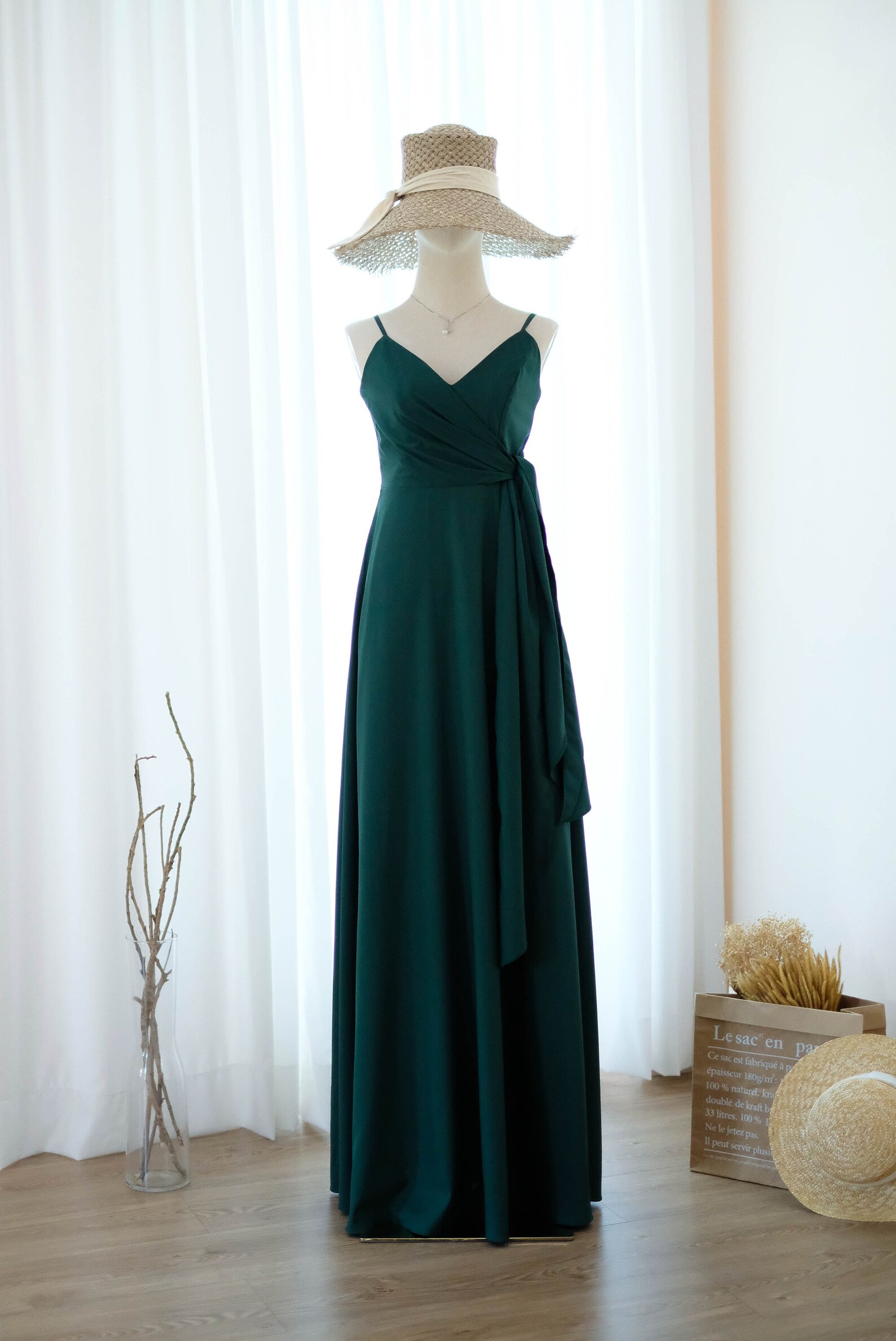 dark forest green bridesmaid dress