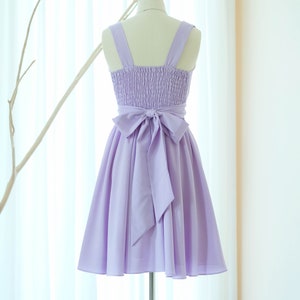 Lilac dress Vintage lilac bridesmaid dress Cross V Neck party dress Tea dress Spring summer lilac purple dress Short dress image 3