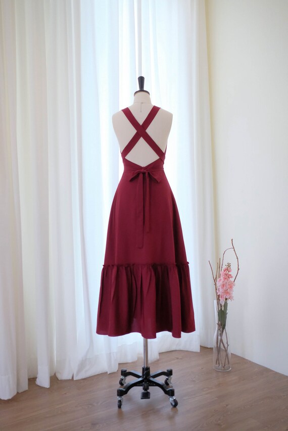 red midi backless dress Elegant Red Midi Dress - All Dresses main image 0