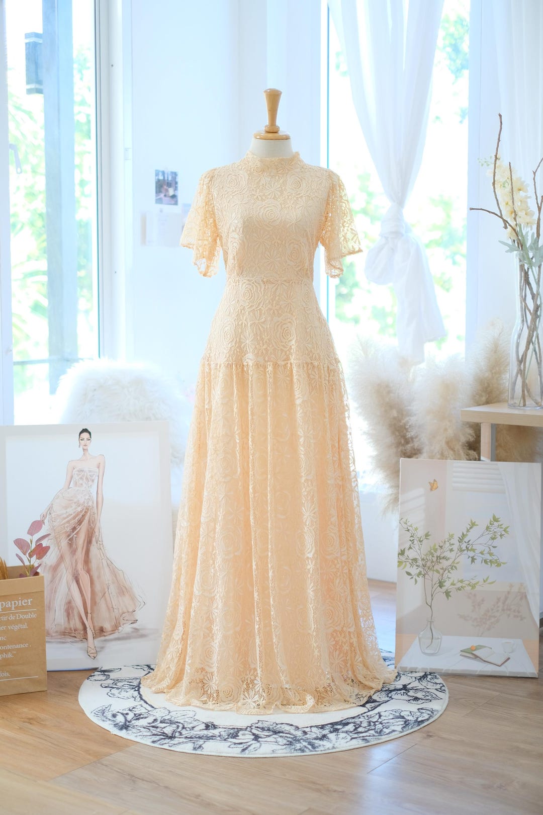 mori lee chiffon bridesmaid dresses Chiffon Bridesmaids Dress with Draped V-Neck Bodice and Keyhole Back