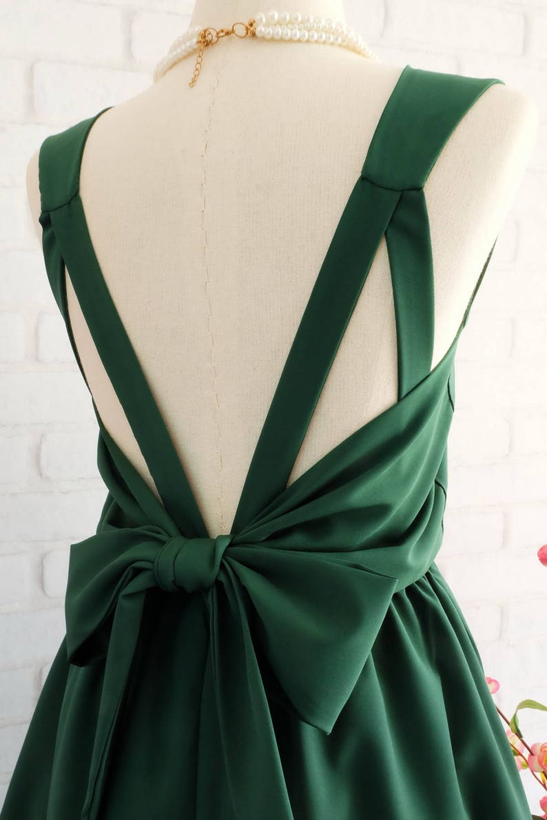 Forest Green Dress Backless Bridesmaid Dresses Prom Party Etsy