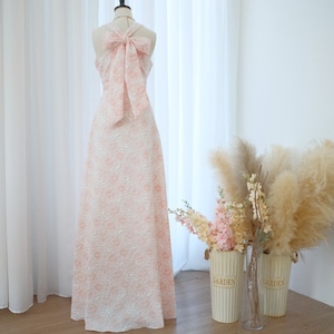 Pink Floral Jacquard Maxi Dress: Bridesmaid, Wedding Guest, Prom
