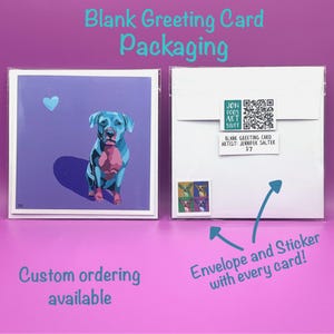 Pit Love - Pop Art Dog Greeting Card – Blank Inside with Envelope & Sticker