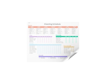Plantilla de lista de programación de limpieza editable: programación de limpieza diaria, semanal, mensual y anual