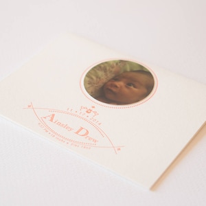 Anuncio personalizado de Letterpress Baby con foto del bebé, anuncio de nacimiento personalizado, nuevo bebé --- 1 color