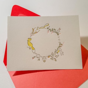 Letterpress Karte -Waldtiere- kleine Karte, süße Tiere, Fuchs, Eule, Hase, Eichhörnchen, Reh, fliegende Eichhörnchen, Geschenk, Grußkarte