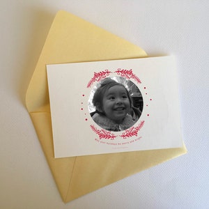 Biglietto di auguri tipografico con foto - Bouquet di aghi di pino - Biglietto di auguri, biglietto di Natale, auguri di stagione, biglietto di auguri personalizzato