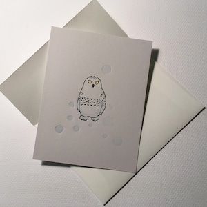 Tarjeta impresa con tipografía - Búho nival - tarjeta en blanco, tarjeta plana, tarjeta de invierno, nieve, Hegwig, fan de Harry Potter