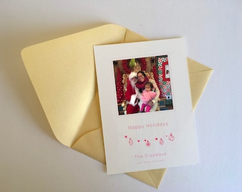 Letterpress Holiday Card with Picture --Ornaments-- Holiday photo card, Christmas photo card, season's greetings, Custom holiday card