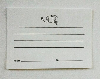 Tarjeta de notas de Pumpkin Letterpress -set de 2