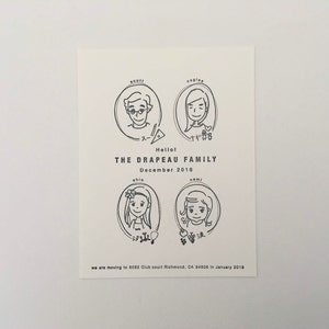 Biglietto tipografico personalizzato con ritratto di famiglia illustrato personalizzato, ritratto di coppia, ritratto personalizzato, biglietto di auguri, illustrazione di famiglia