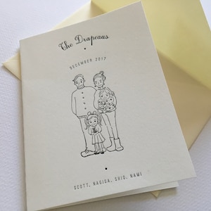 Personalized letterpress card with your custom illustrated family portrait