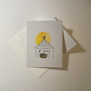 Halloween-kaart boekdruk - Haunted House- Jack-O'-Lantern, Moon, Bats, Black Cat, Gift, Spooky, Halloween-tijdplezier