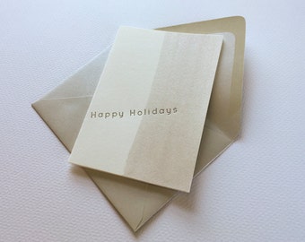 Letterpress Holiday Card with Watercolor___Silver, Simple holiday card, Christmas card, Happy holidays
