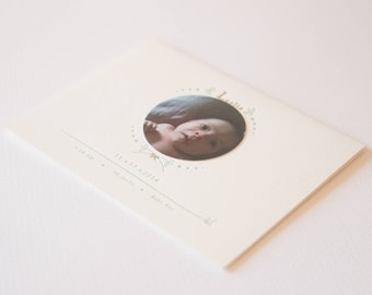 Personalizado Letterpress Bebé Anuncio con foto, Bebé recién nacido, anuncio de nacimiento --2 colores