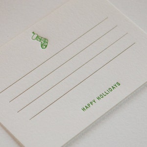 Boekdruk Holiday Note Card - Vakantiekous - Kerstmis, Berichtkaart, Vakantieseizoen, Costumizable tekst, kleur, 2 inktkleur, bulk