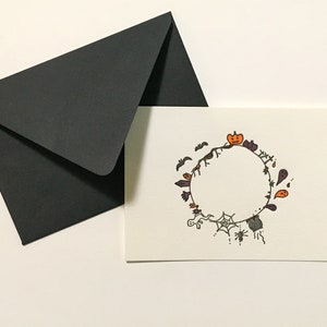 Letterpress Halloween Card-Halloween couronne petite carte, Halloween, cadeau, carte de message, créatures d’Halloween, mignonnes, effrayantes,
