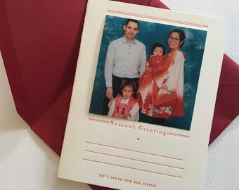 Letterpress Holiday Photo Card --Peppermint stripes-- Flat Christmas photo card, Letterpress photo card, Custom holiday card, Simple card